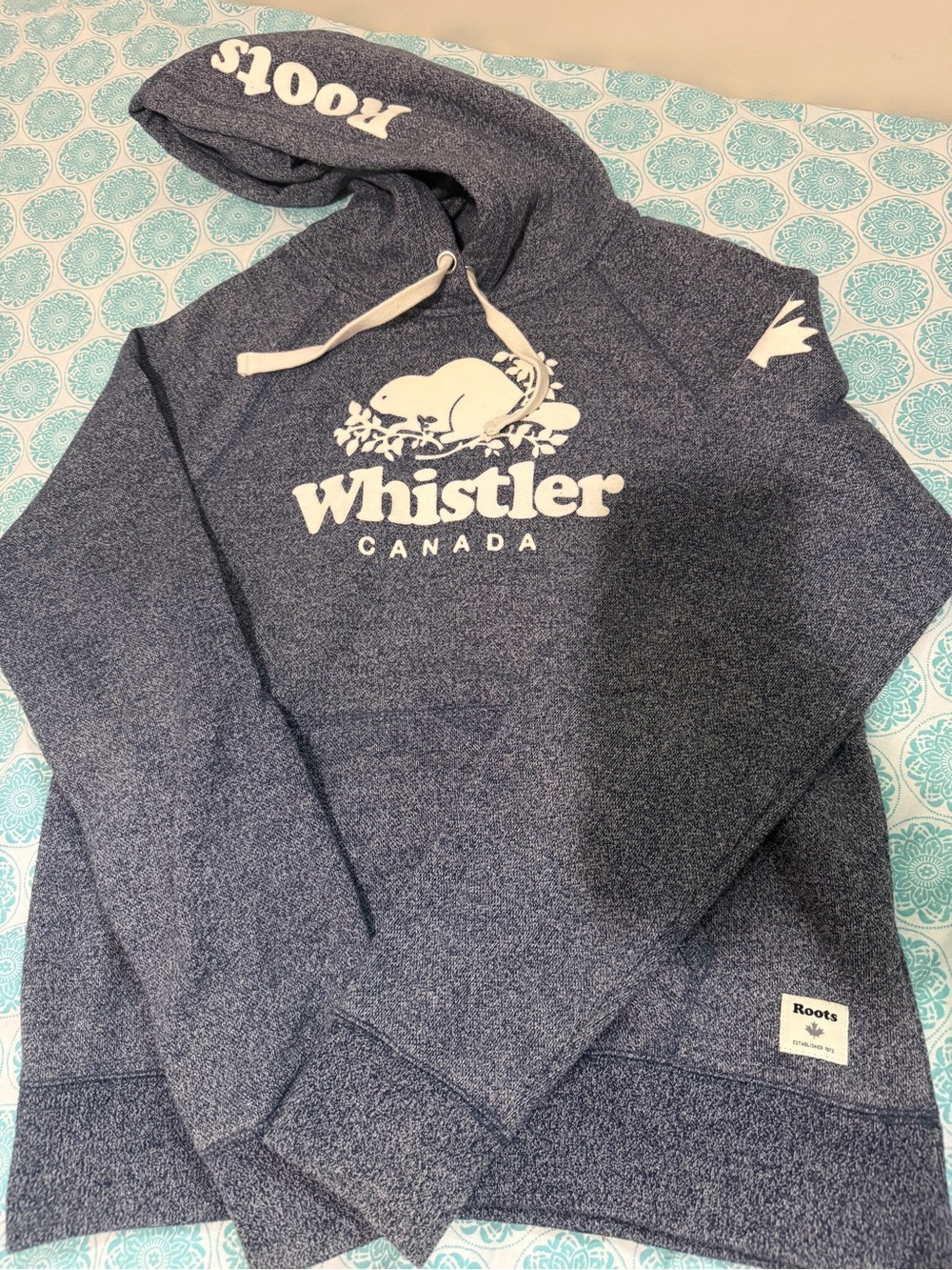 Roots Whistler Canada Hoodie in Heather Navy